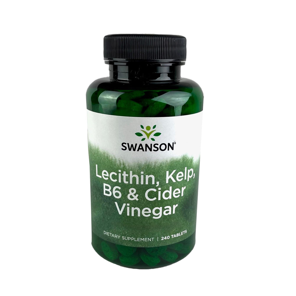 Swanson Lecithin Kelp B-6 & Cider Vinegar bottle supports balanced metabolism and daily wellness.