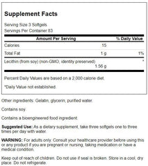 Swanson Lecithin Non-GMO capsules pack showcasing cognitive support and lipid maintenance.