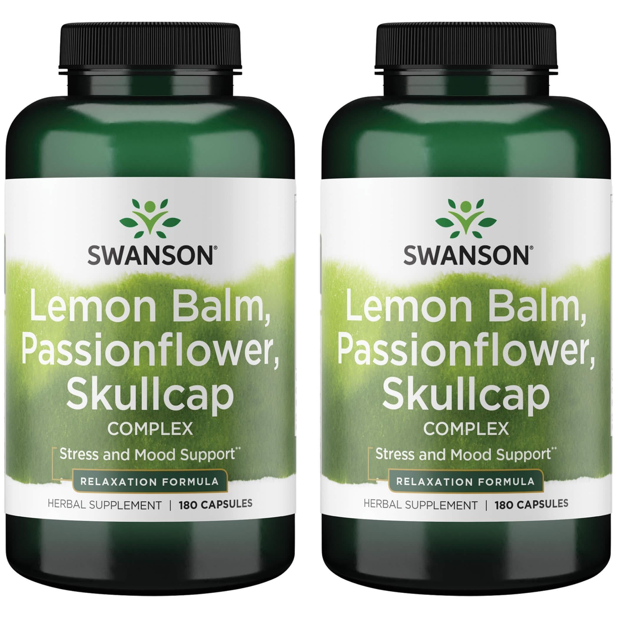 Swanson Lemon Balm Passion Flower Skullcap Complex bottle for calm mood support and relaxation