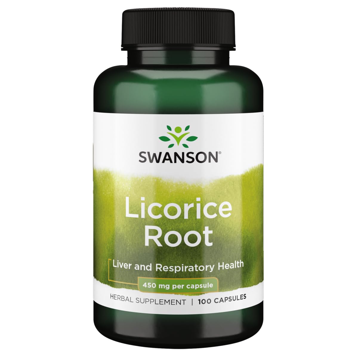 Swanson Licorice Root bottle with 450 mg capsules for daily support