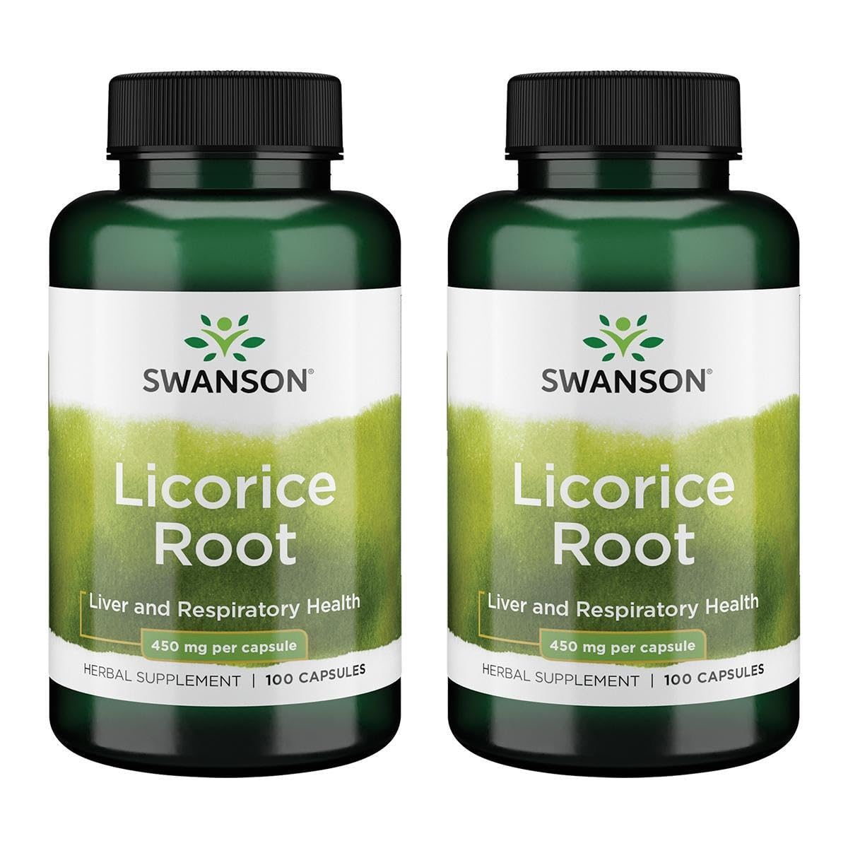 Swanson Licorice Root bottle with 450 mg capsules for digestive support