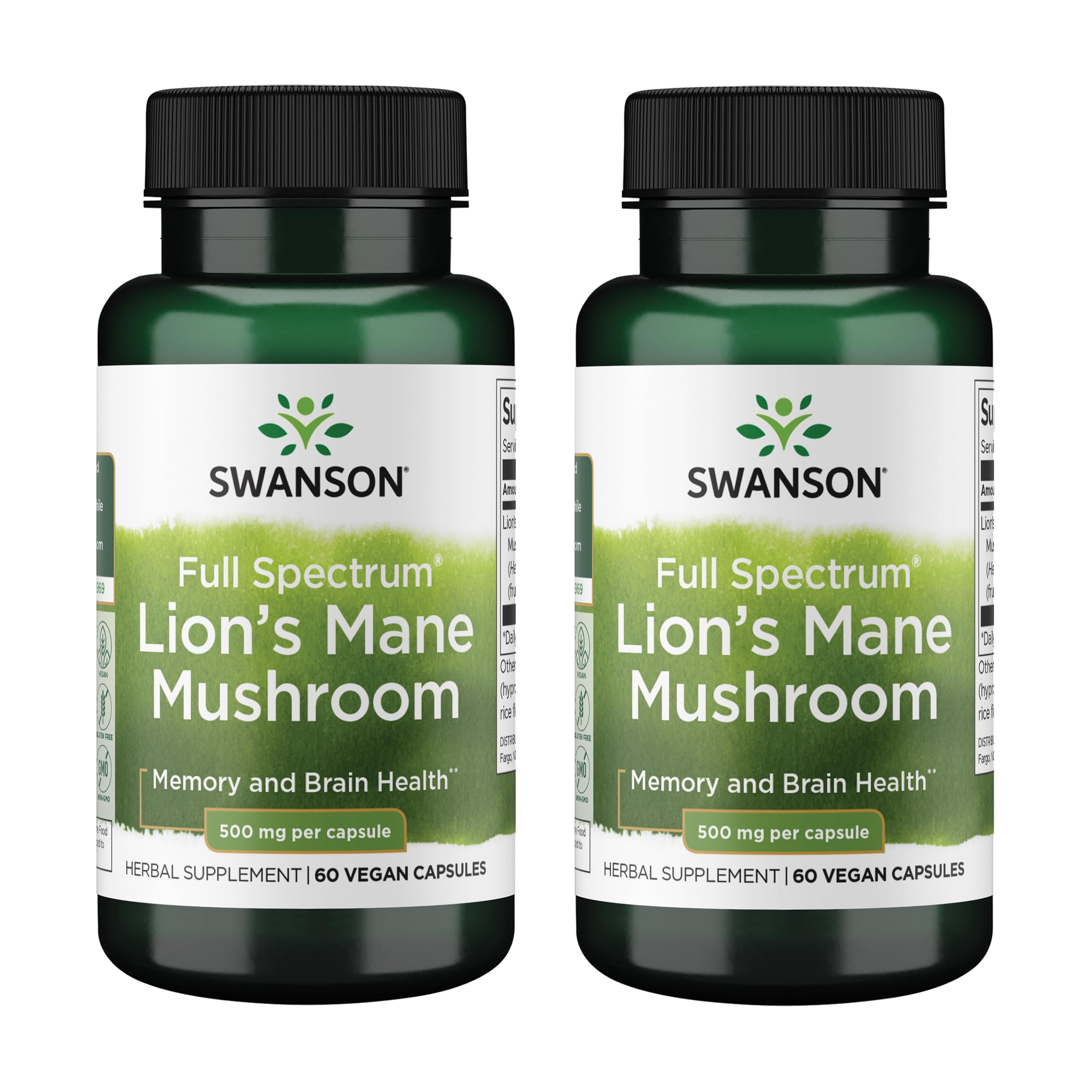 Swanson Lion's Mane capsules closeup for daily focus support