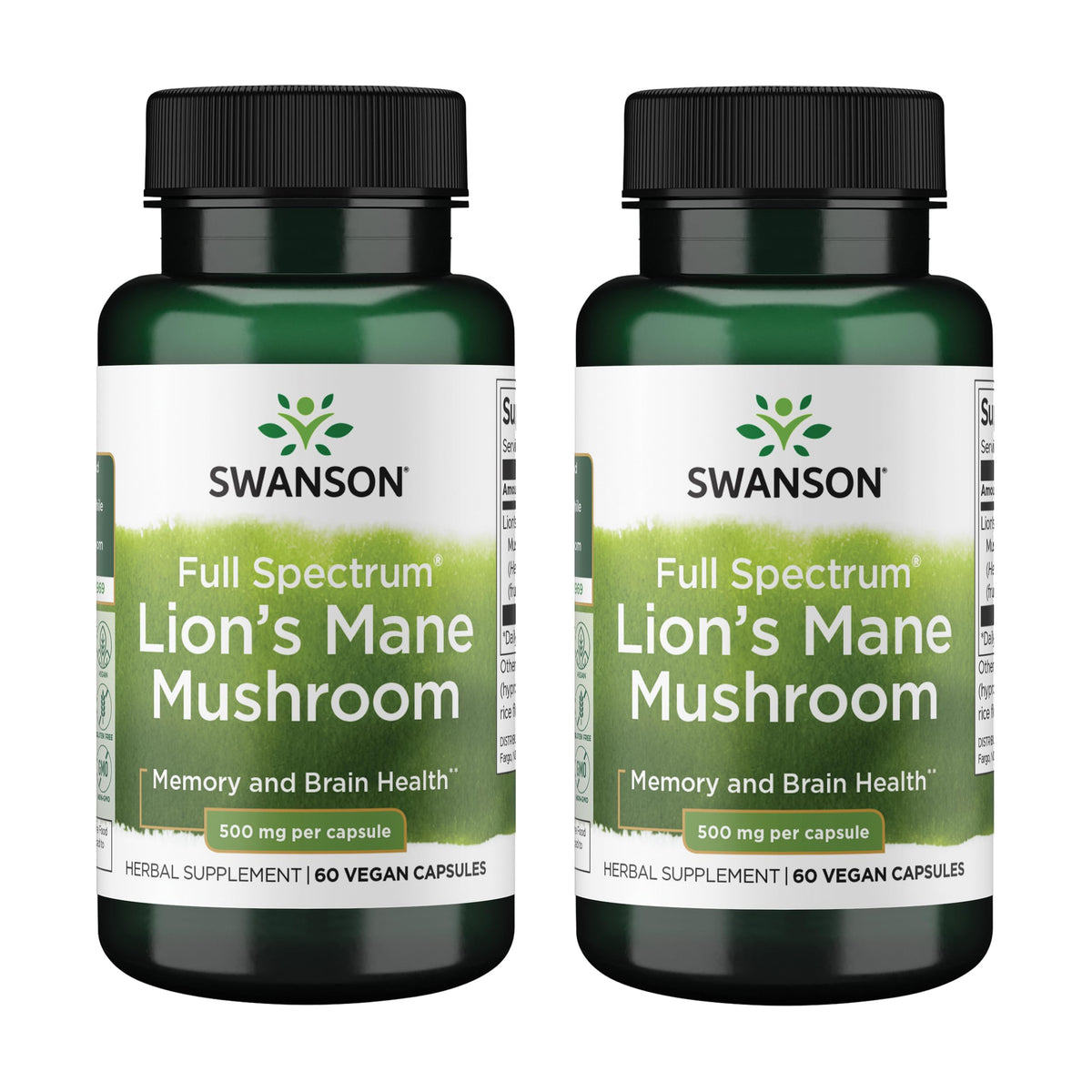 Swanson Lion's Mane capsules closeup for daily focus support