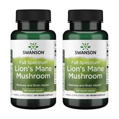 Swanson Lion's Mane capsules closeup for daily focus support