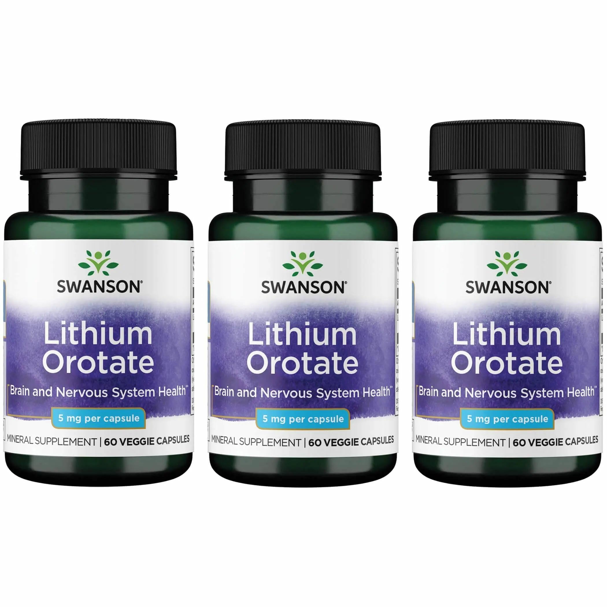 Swanson Lithium Orotate bottle with capsules for mood and daily wellness.