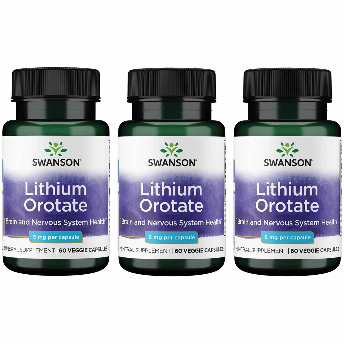 Swanson Lithium Orotate bottle with capsules for mood and daily wellness.
