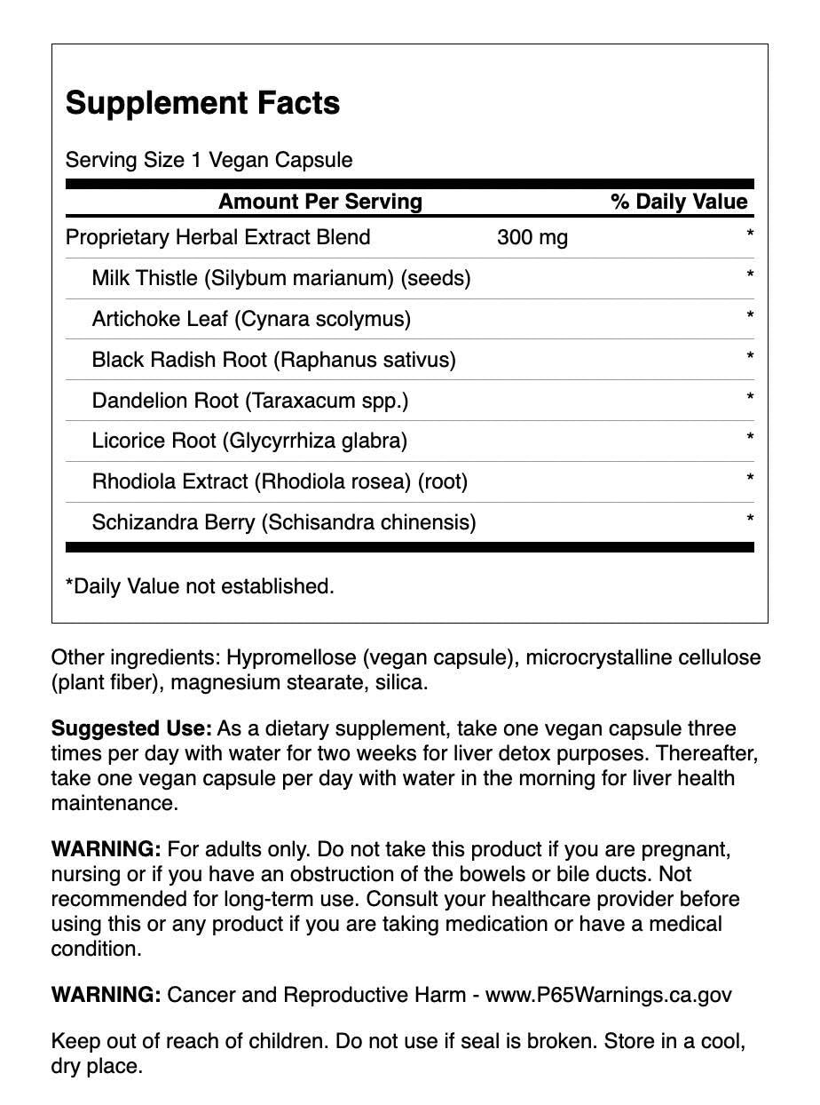 Swanson Liver Tone label-closeup shows vegan non-GMO ingredients