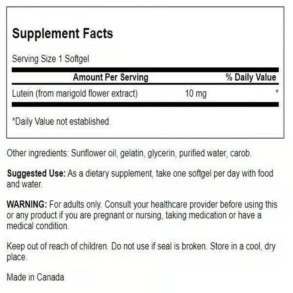 Swanson Lutein label shows ingredients and potency for confident daily use.