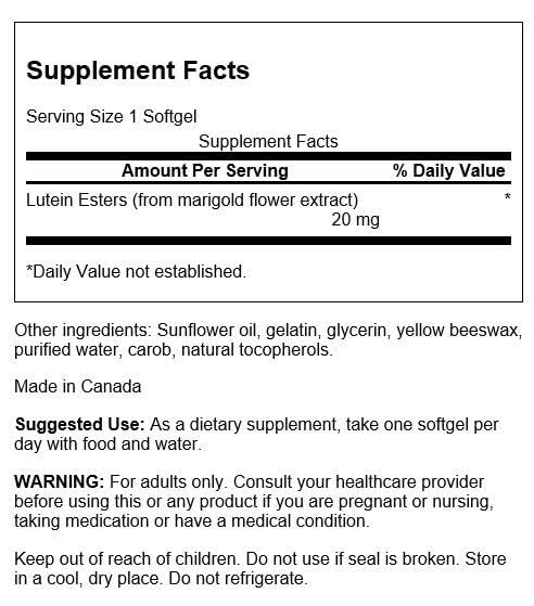 Close-up of Swanson Lutein capsules, suggesting eye health support.