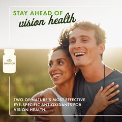 Swanson Lutein Bilberry softgels close-up showing smooth capsules for easy swallowing.