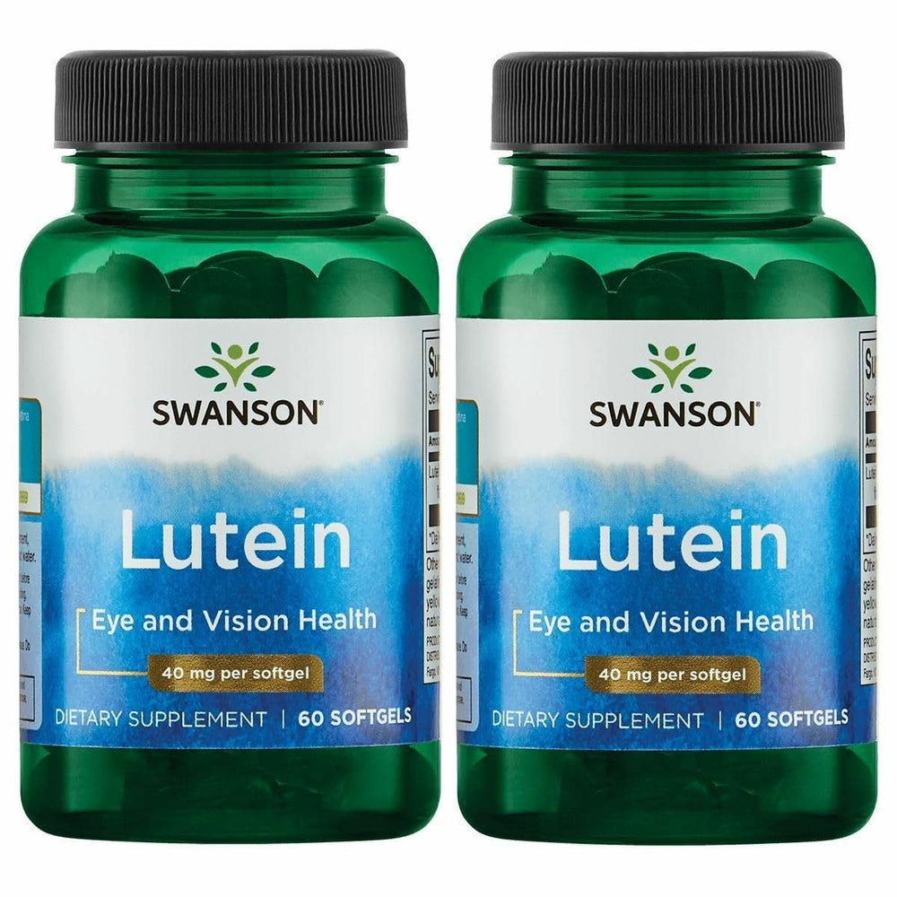 Swanson Lutein bottle with softgels supports macula health and blue light filtration.