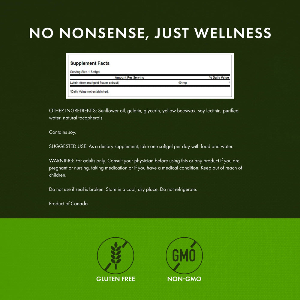 Swanson Lutein label close-up with marigold extract source