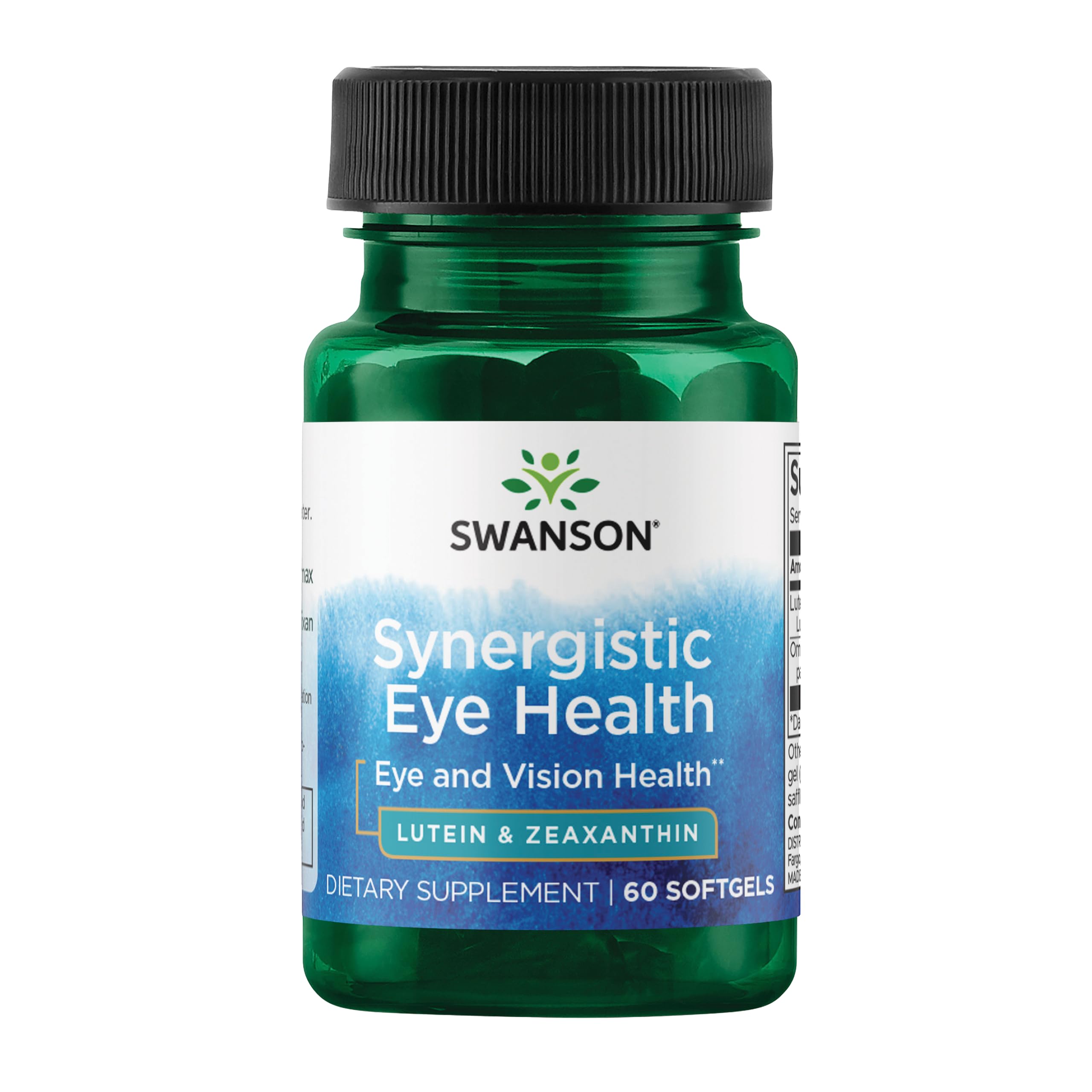 Swanson Lutein & Zeaxanthin softgels bottle supports eye health and daily vision comfort.
