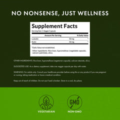 Swanson Luteolin Complex ingredients panel featuring luteolin and rutin