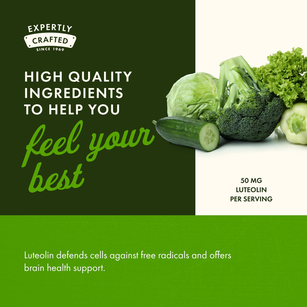 Swanson Luteolin Complex packaging with clear branding and nutrition facts