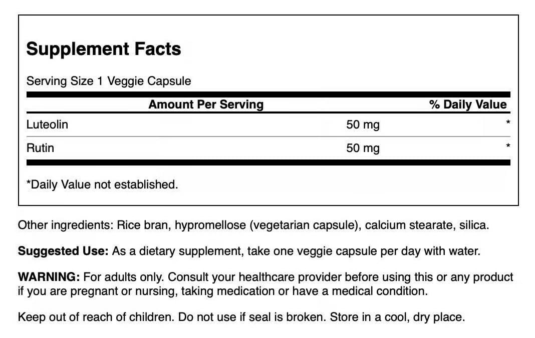 Swanson Luteolin Complex veggie capsules ready for daily use.