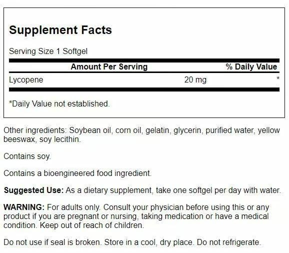 Swanson Lycopene softgels close-up highlighting tomato-derived nutrient