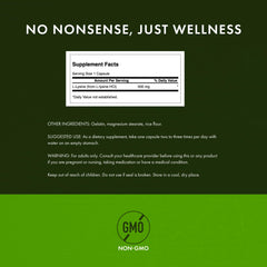 Swanson L-Lysine stress support capsules held for stress management use.