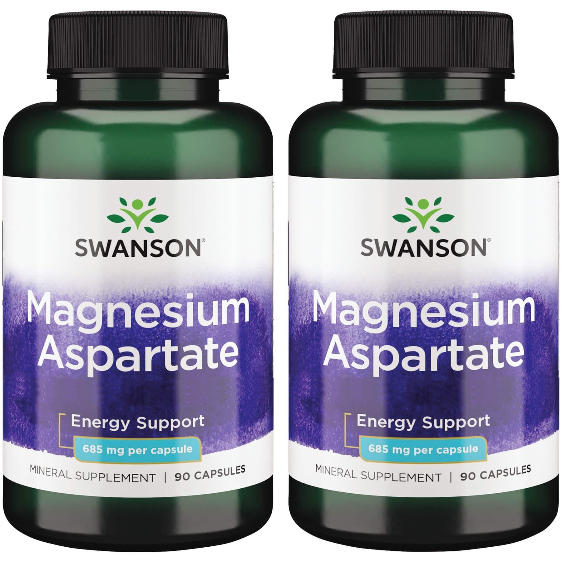 Swanson Magnesium Aspartate 685 mg bottle with 90 capsules for daily energy support