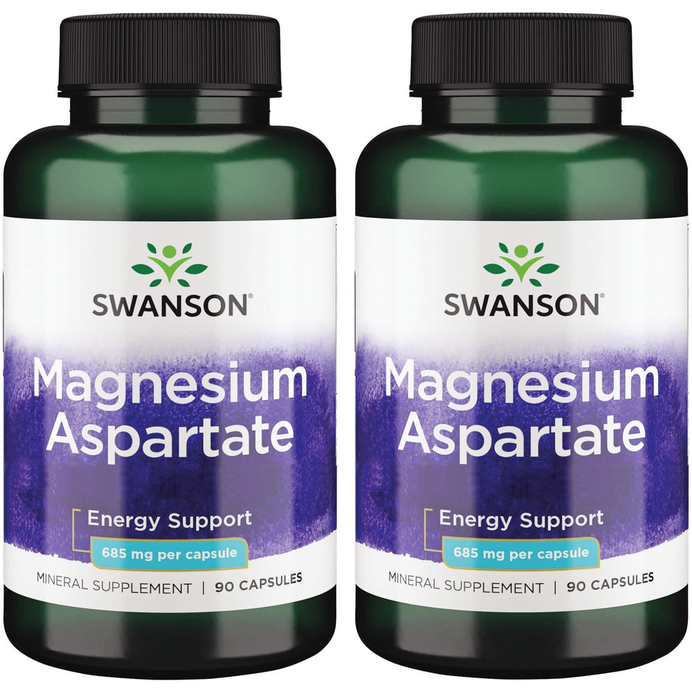 Swanson Magnesium Aspartate 685 mg bottle with 90 capsules for daily energy support