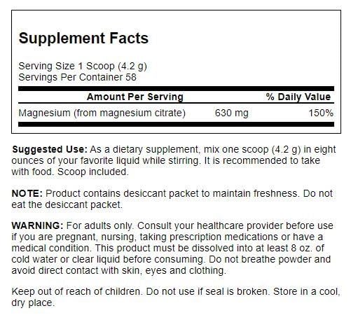 Swanson Magnesium Citrate Powder scoop-dispense for measuring a precise dose in beverages.