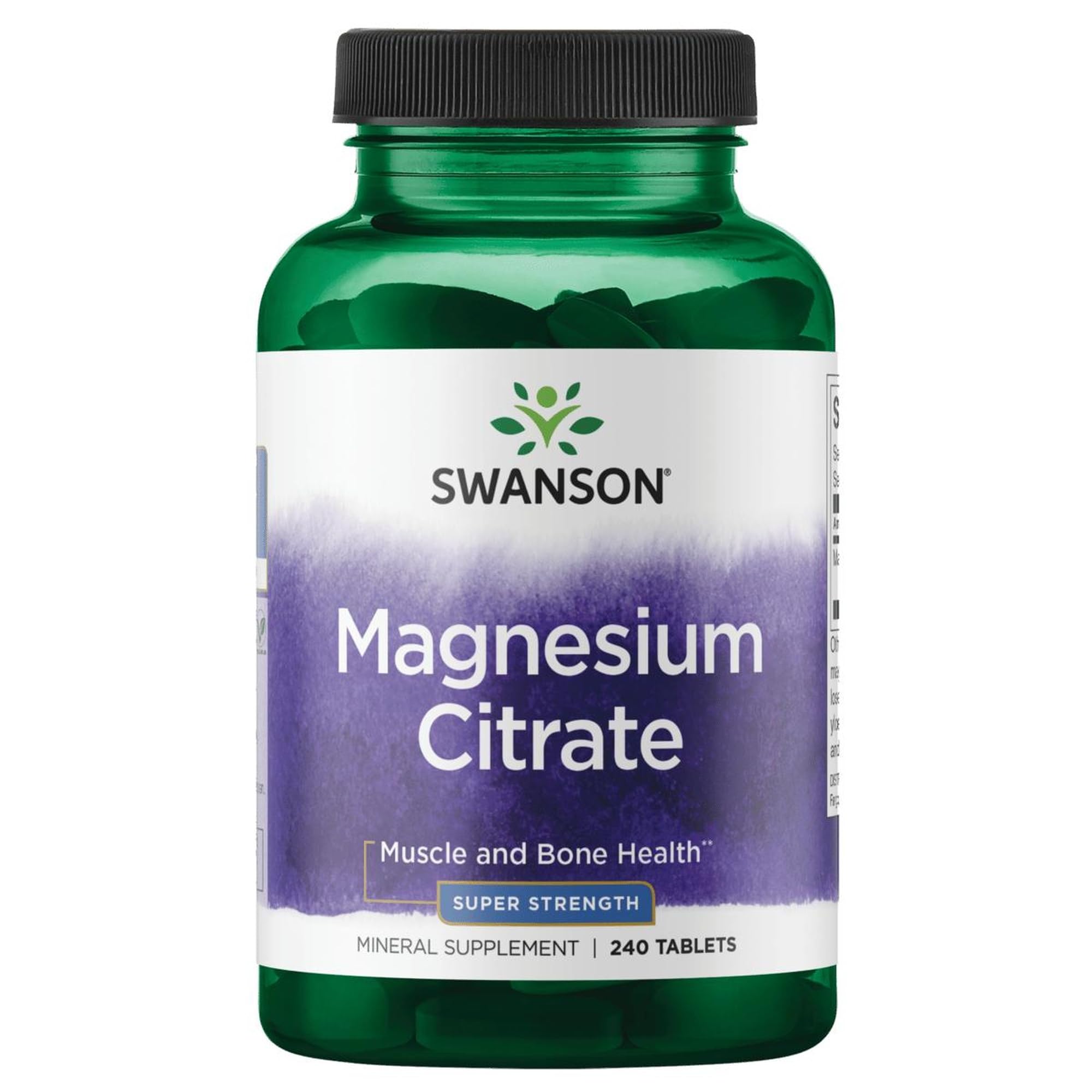 Swanson Magnesium Citrate bottle front showing daily energy support and muscle function