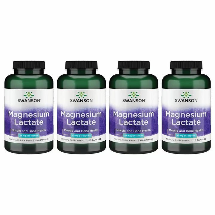 Swanson Magnesium Lactate bottle with capsules ready for daily use