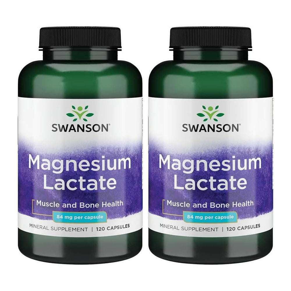 Swanson Magnesium Lactate capsule close-up with 84 mg magnesium and gentle absorption