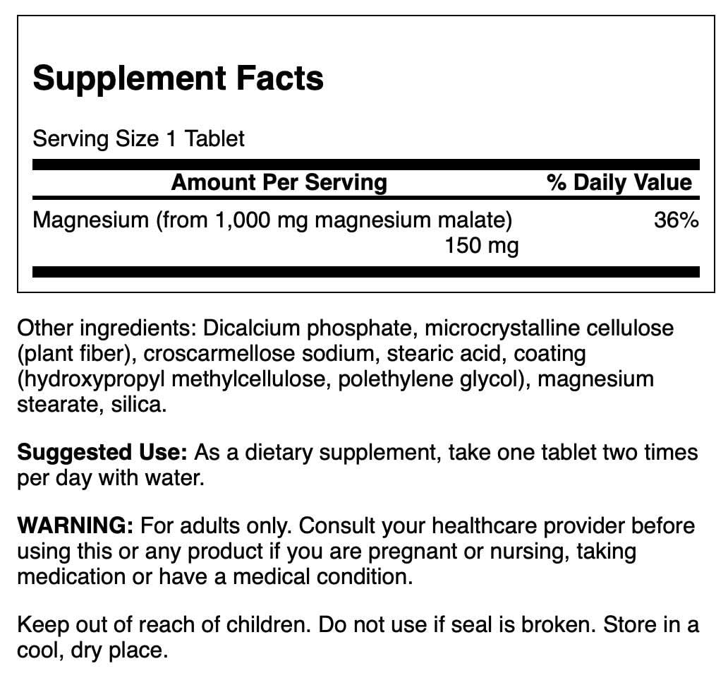 Swanson Magnesium Malate bottle pour, convenient daily supplement for overall nutritional support.