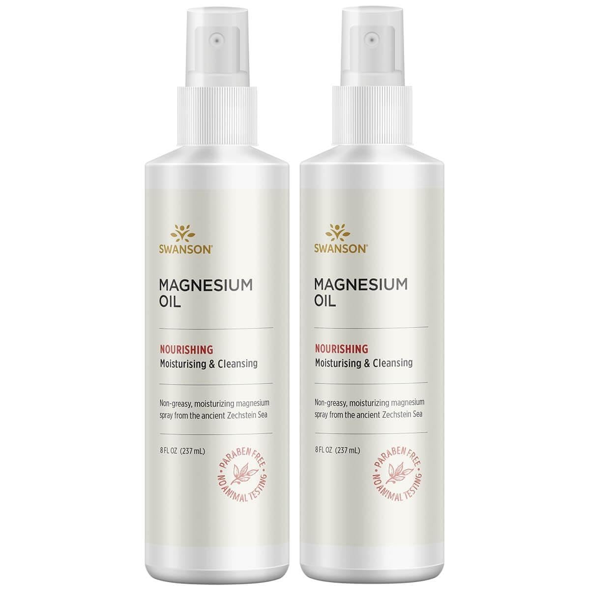 Swanson magnesium oil spray bottle for muscle comfort and skin nourishment.