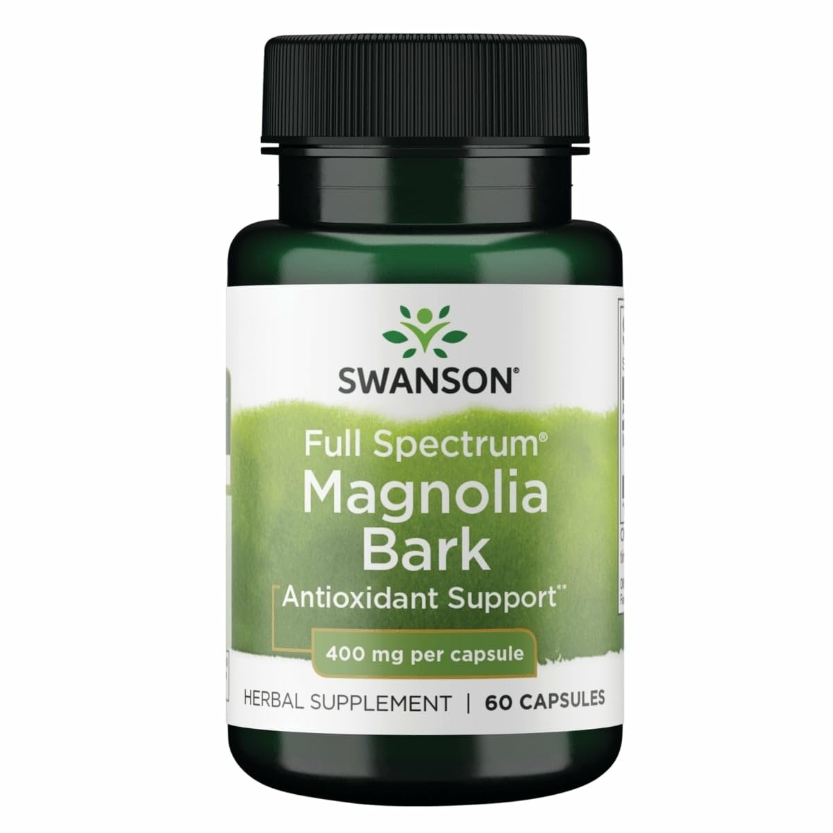 Swanson Magnolia Bark bottle front view highlights daily capsules