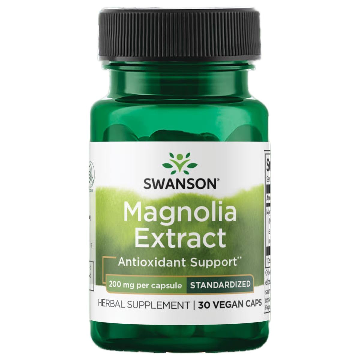 Swanson Magnolia Bark bottle on white background illustrating natural wellness support for digestive comfort