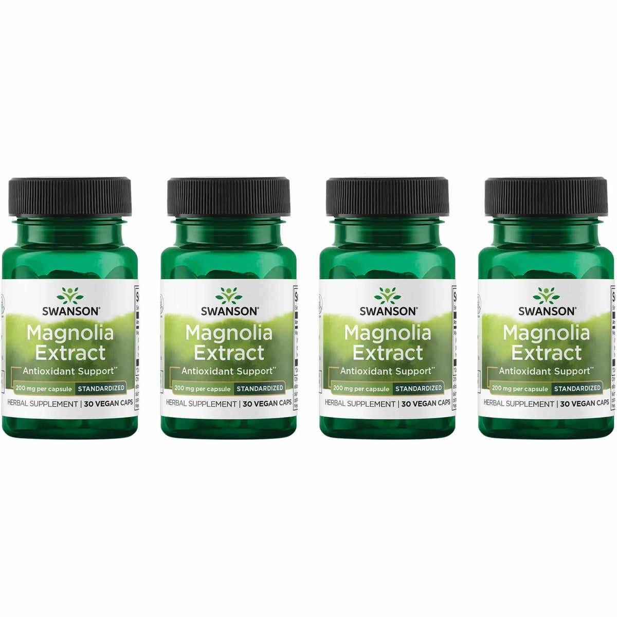 Swanson Magnolia Bark bottle showing easy-to-swallow capsules for digestive and nervous system support.