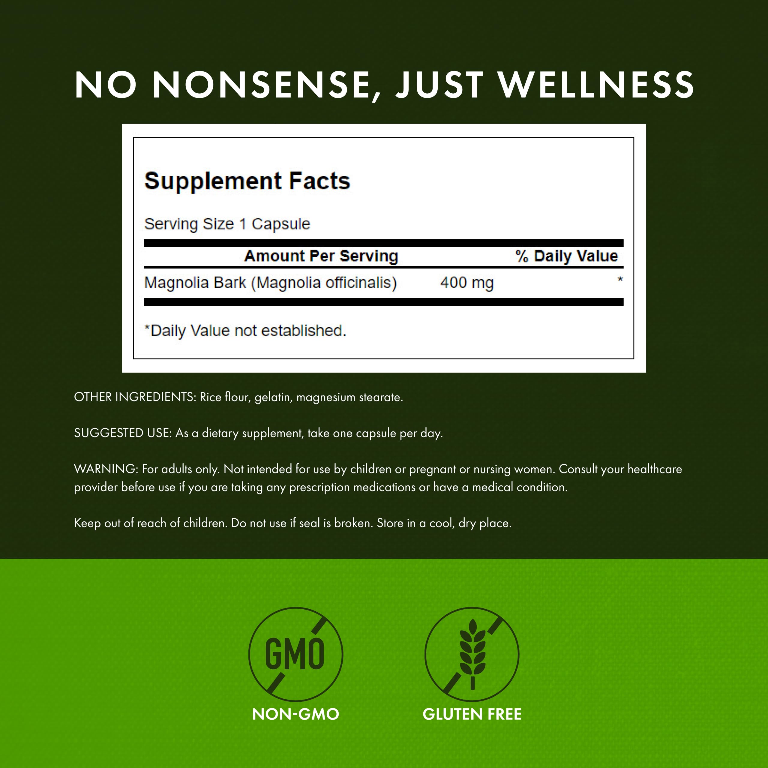 Swanson Magnolia Bark pack label with full-spectrum formula.