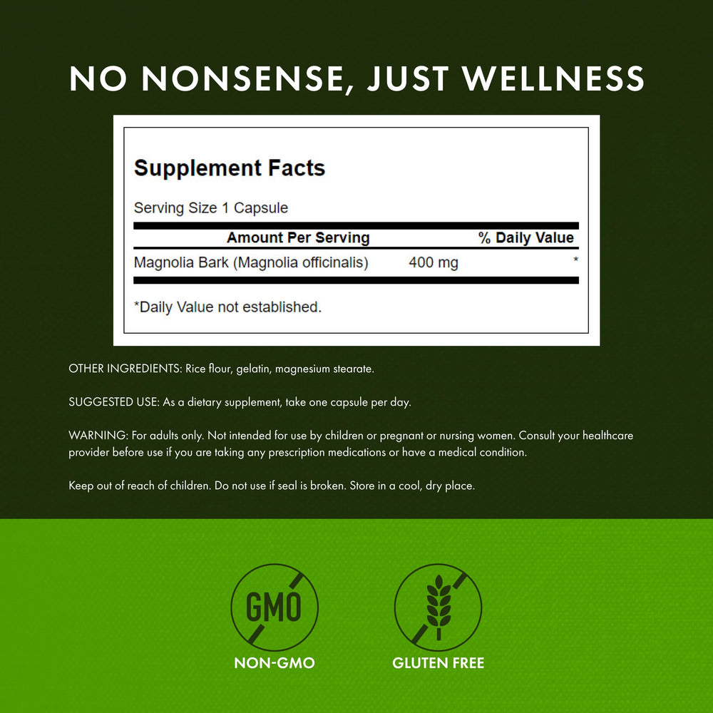 Swanson Magnolia Bark pack label with full-spectrum formula.