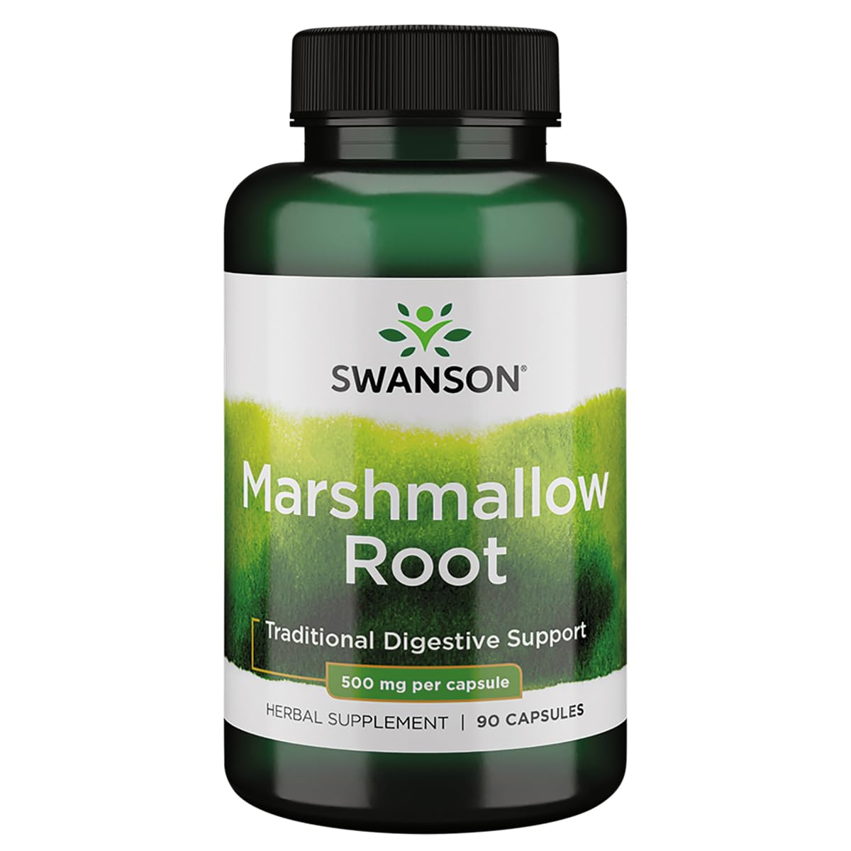 Swanson Marshmallow Root bottle pour illustrating respiratory comfort and everyday use