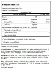 Swanson MCT Oil label view highlighting vegetarian and Non-GMO ingredients