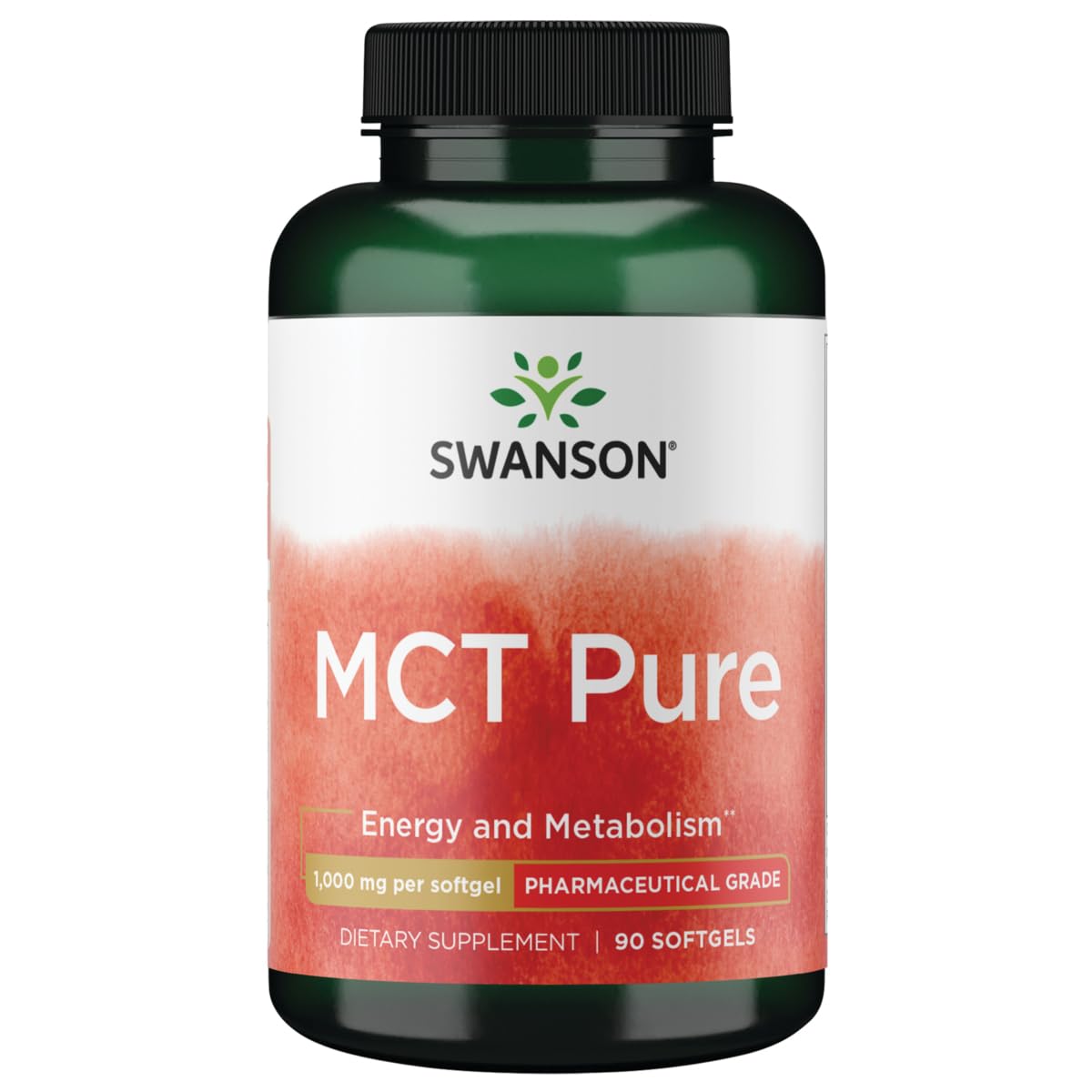 Swanson MCT Pure 1000 mg softgels bottle supports energy for daily activities.