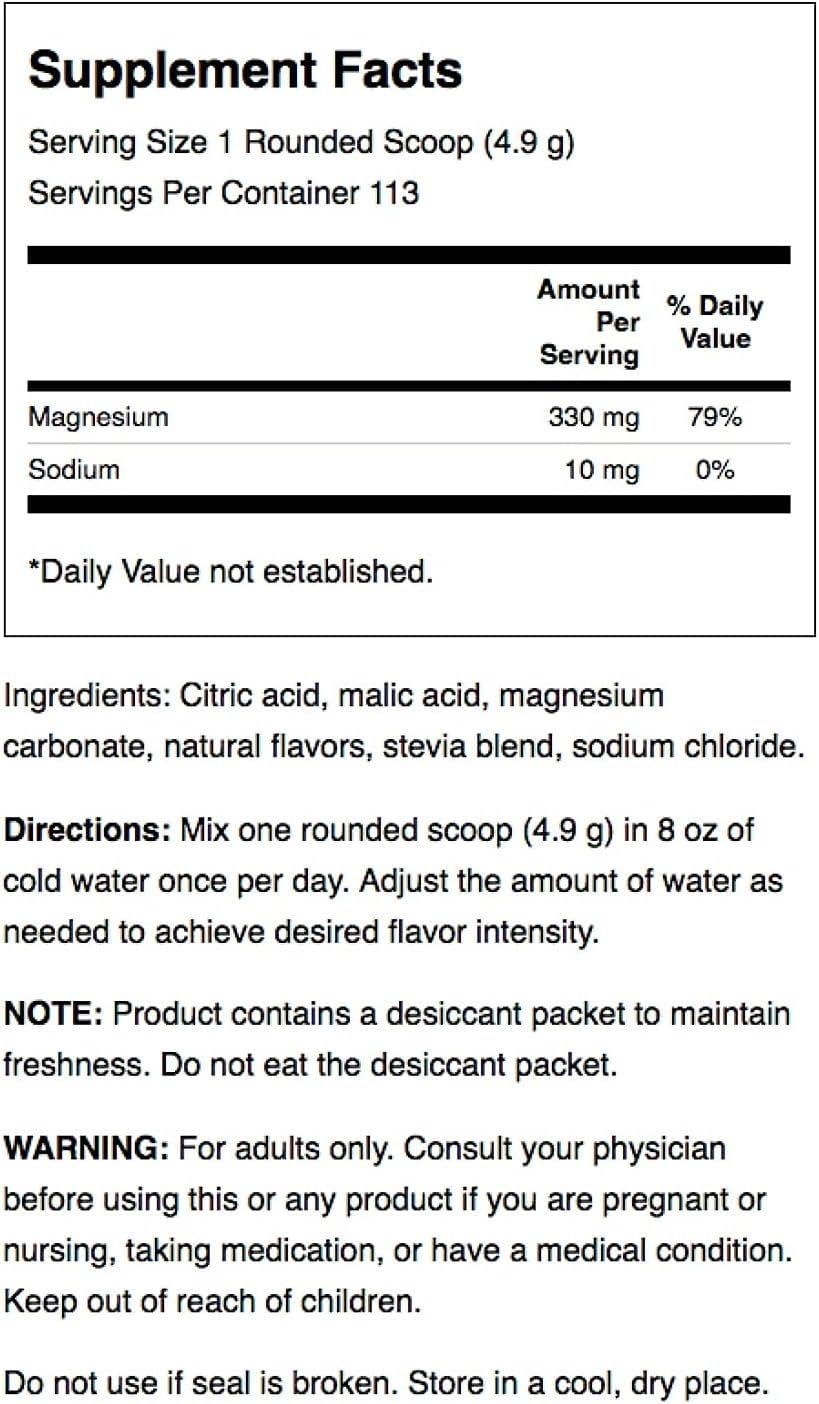 Swanson Mellow Magnesium powder orange pour demonstrates convenient daily use for energy.