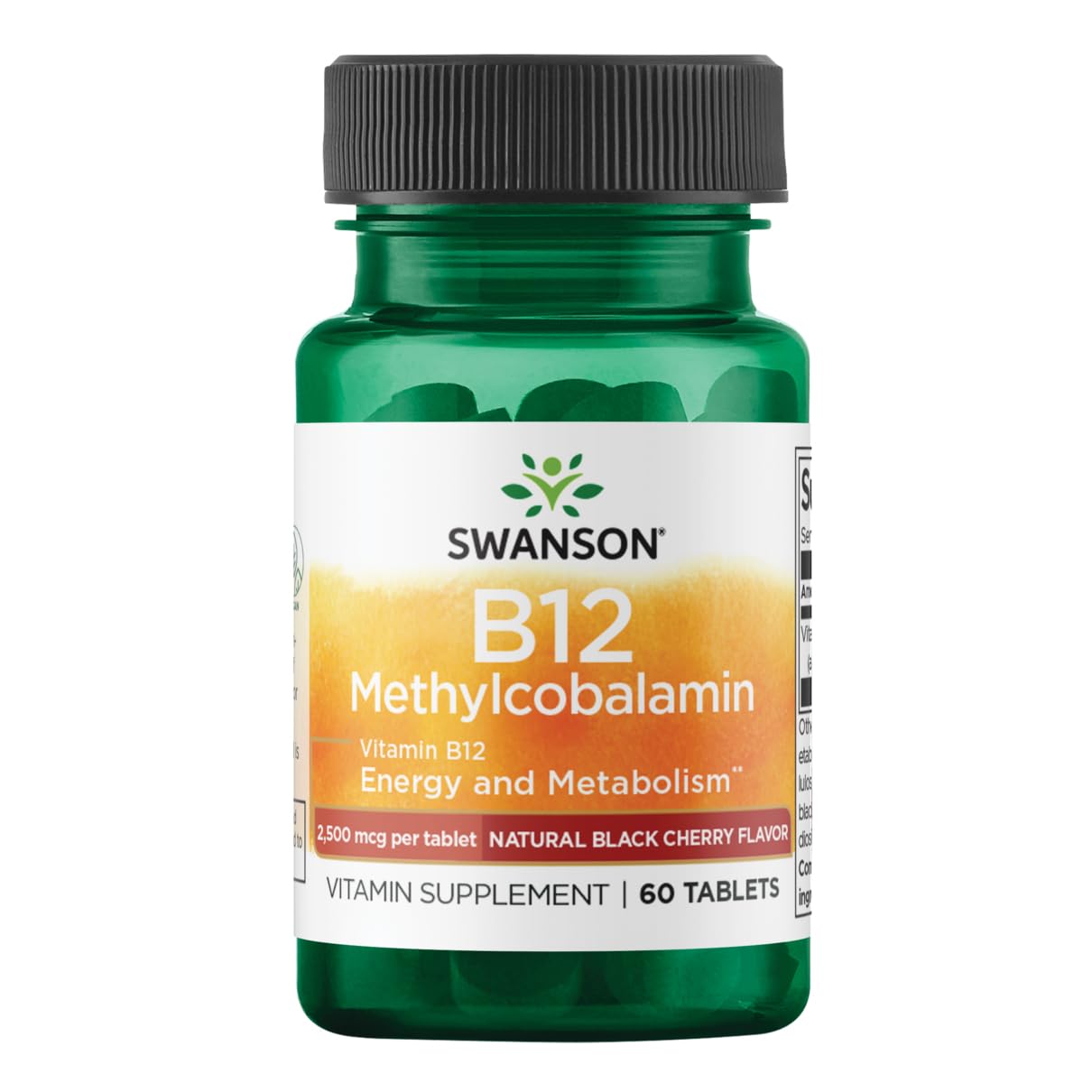 Swanson Methylcobalamin bottle front view highlighting high absorption B-12