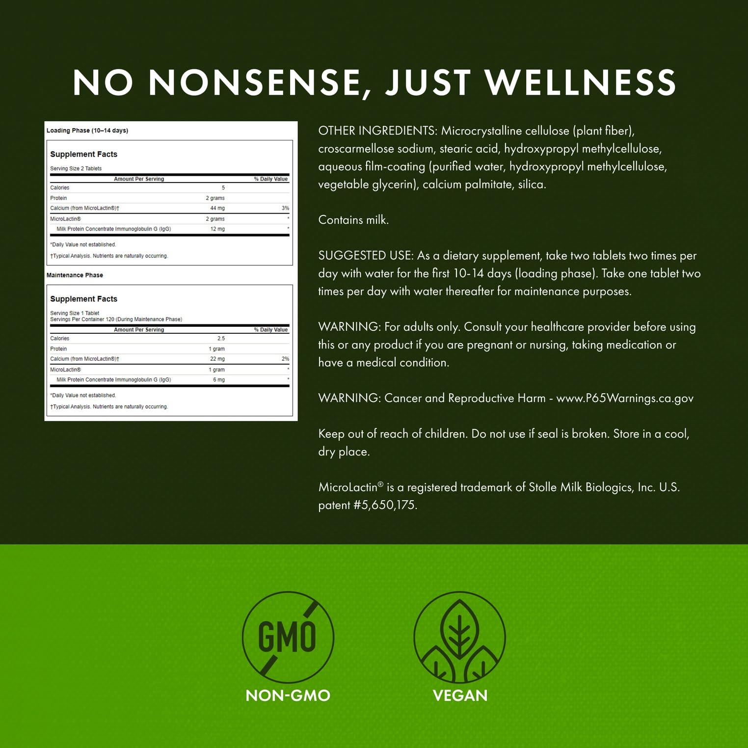 Swanson Microlactin label close-up indicating quality and testing