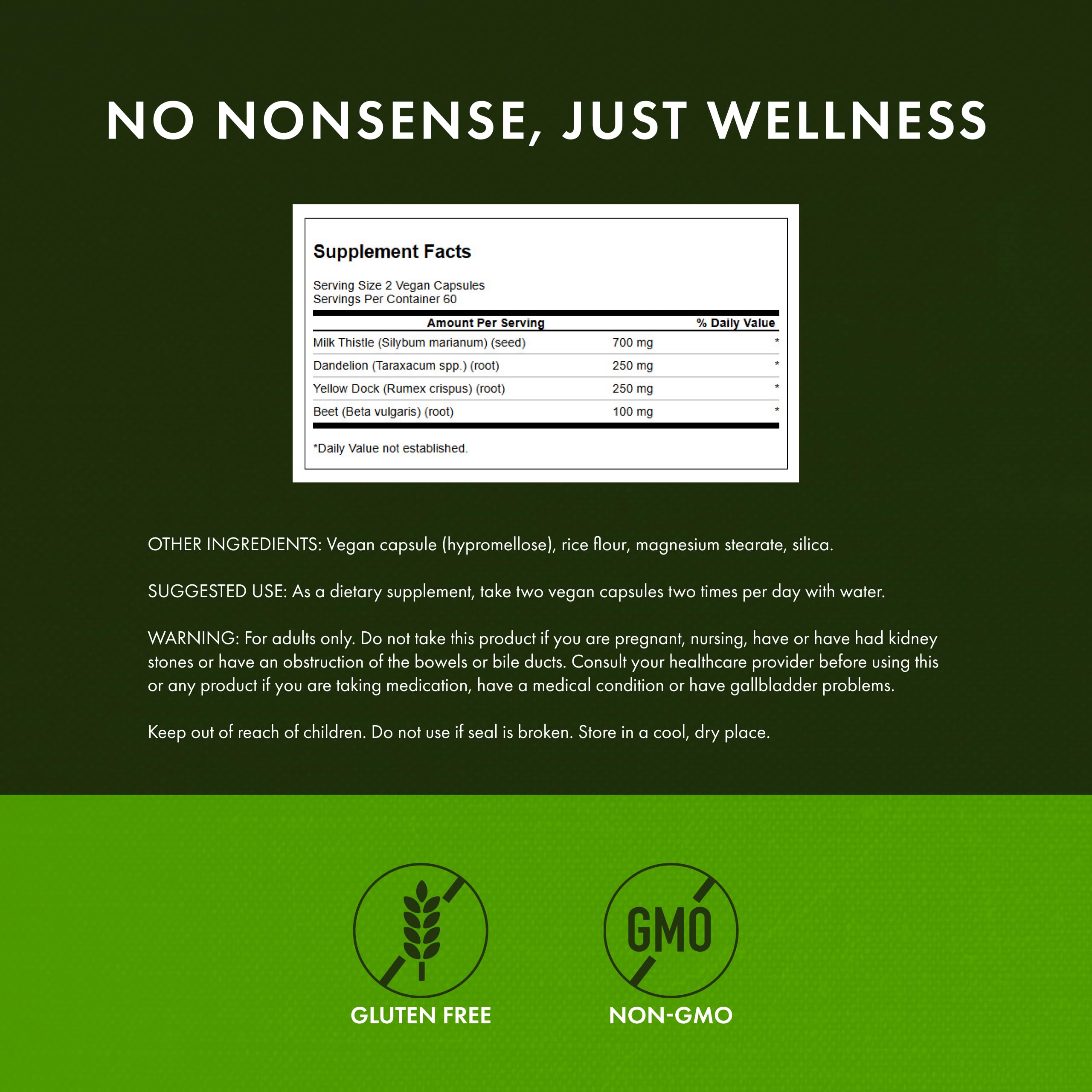 Swanson bottle label features dandelion and beet root ingredients for holistic wellness.