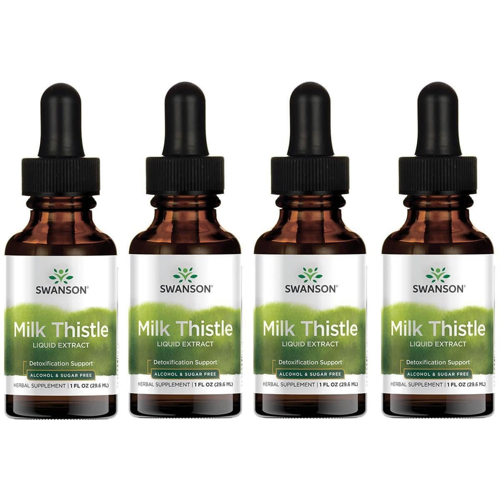 Swanson Milk Thistle Liquid Extract bottle, alcohol-free formula supporting detox pathways and liver health