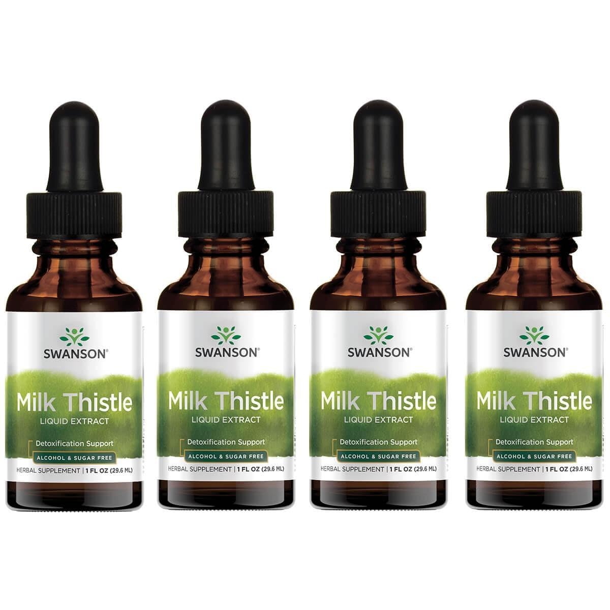 Swanson Milk Thistle Liquid Extract bottle, alcohol-free formula supporting detox pathways and liver health