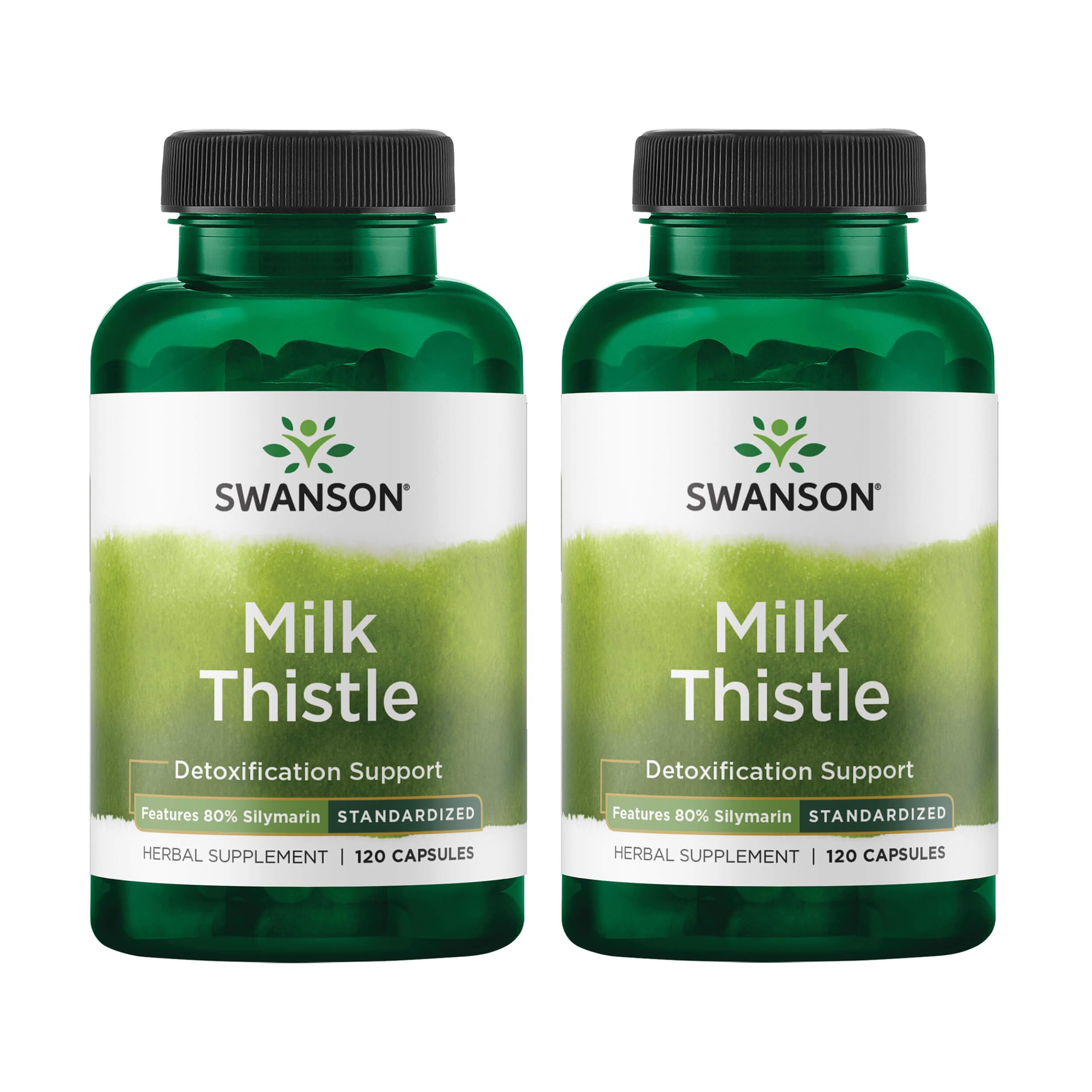 Swanson Milk Thistle bottle displays 80% silymarin for liver support