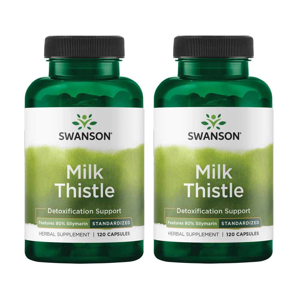 Swanson Milk Thistle bottle displays 80% silymarin for liver support