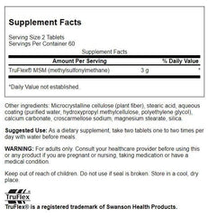 Swanson MSM 1500 mg tablets close-up for connective tissue support