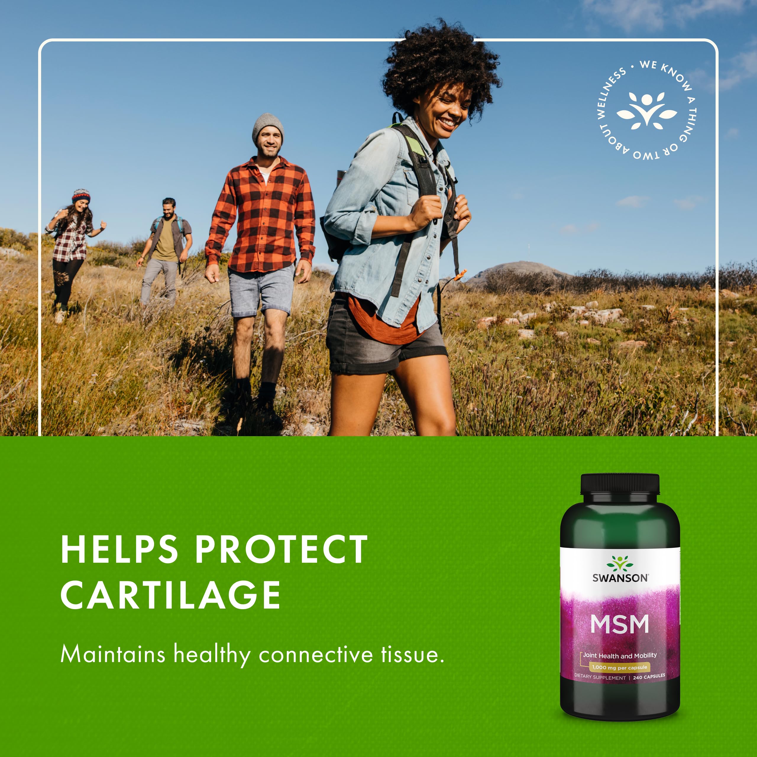 Swanson MSM bottle in hand ready for on-the-go daily use