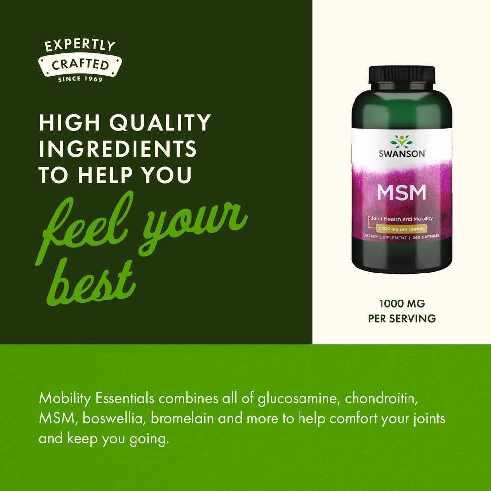 MSM bottle on store shelf with wellness branding