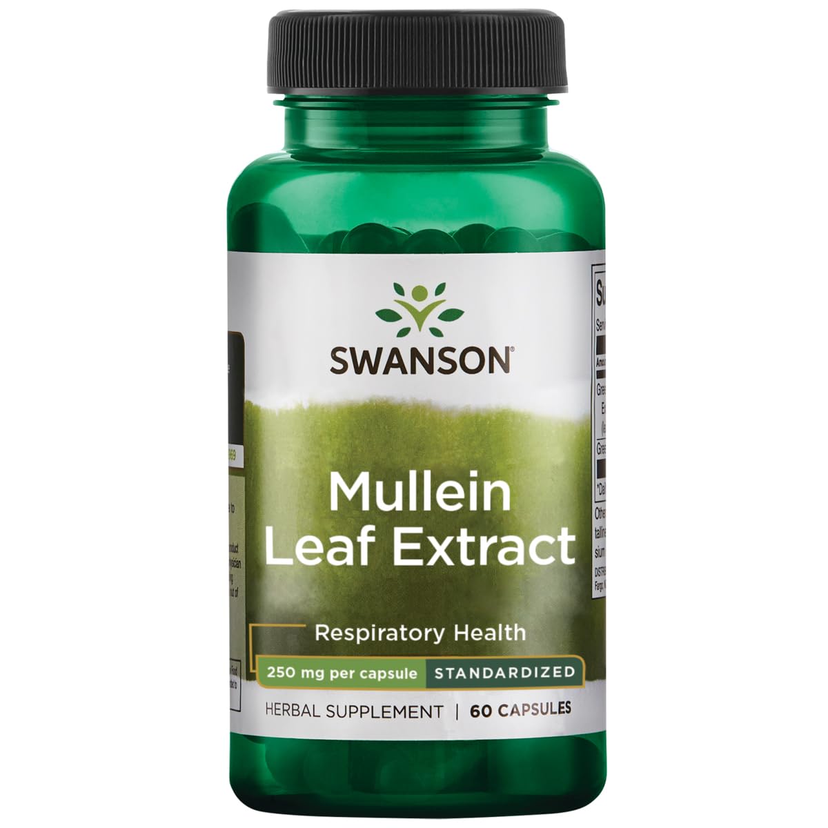 Swanson Mullein Leaf Extract bottle with 60 capsules for respiratory support